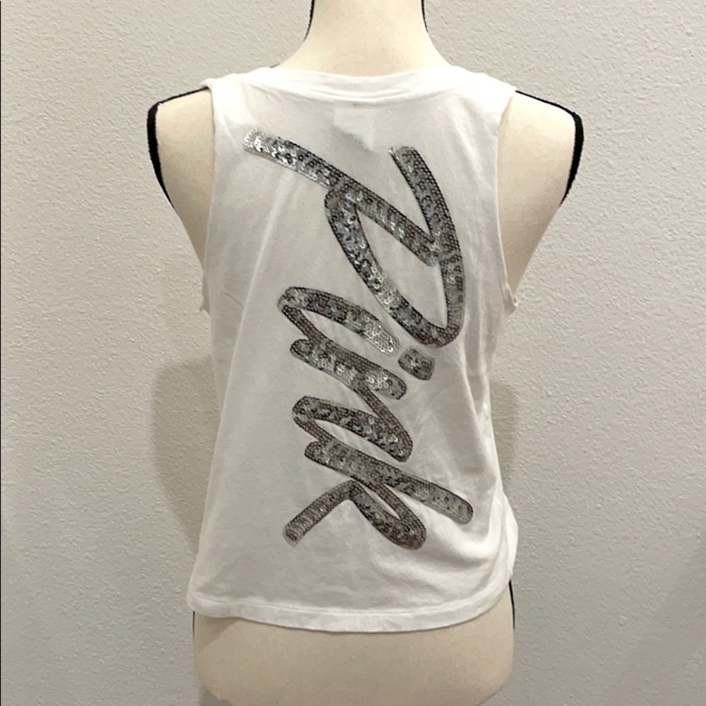 PINK Sequin Logo Tank Top